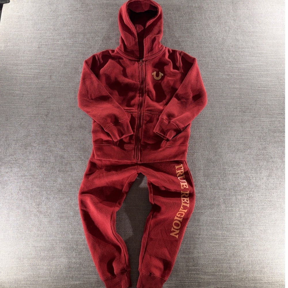 True Religion Tracksuit Kids Size‎ 5/6 Red Good World Tour Hoodie Sweatpants Set